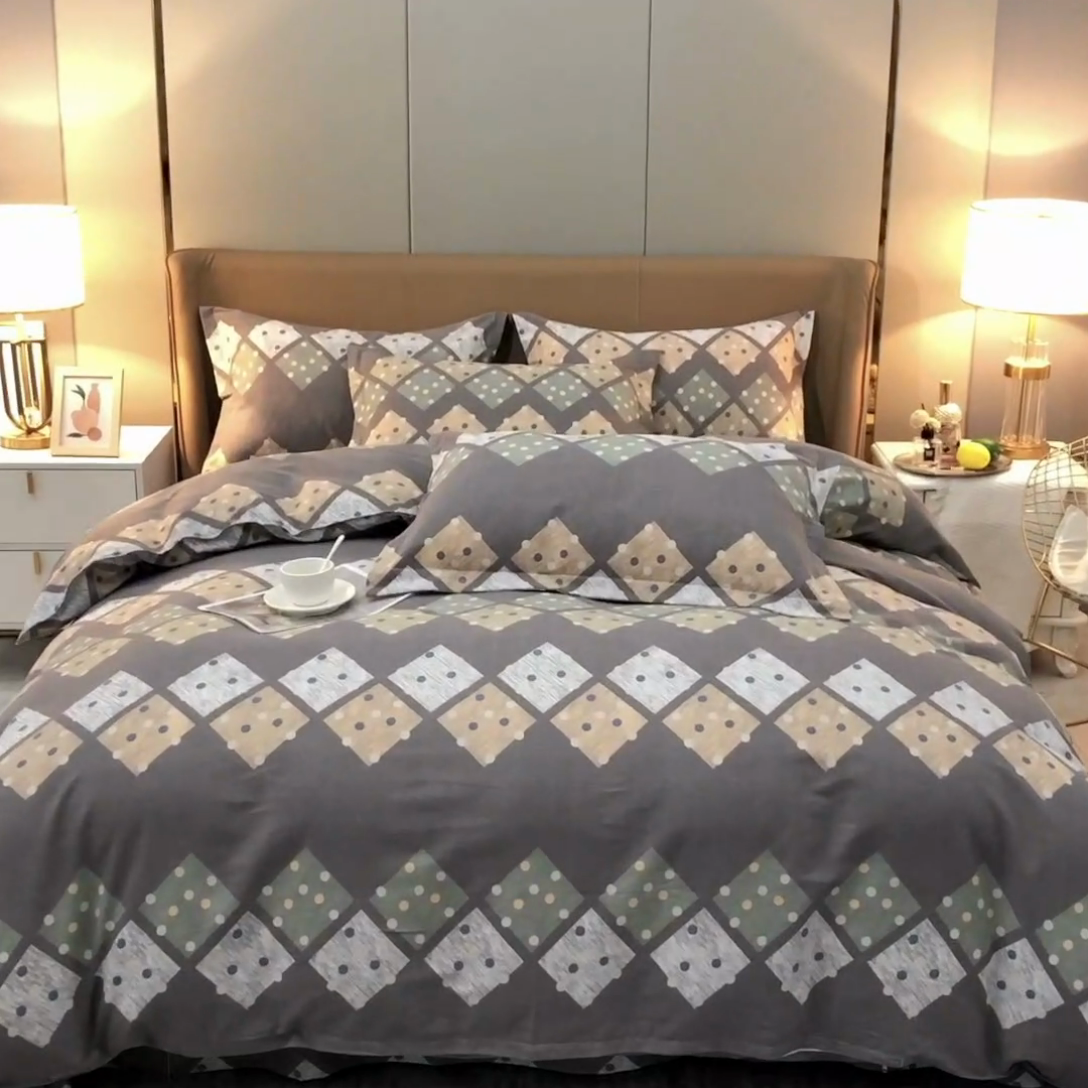 91家纺网 家纺一手货源 找家纺 晶缦家纺 2024新款典雅系-全棉活性磨毛多规格四件套 寻梦