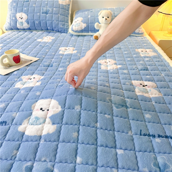 91家纺网 家纺一手货源 找家纺 喜居 2024新款印花牛奶绒床褥垫加厚宝宝绒床褥子床垫薄床垫 幸运狗