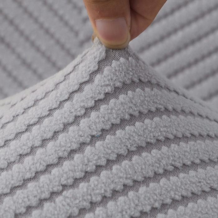 91家纺网 家纺一手货源 找家纺 千彤沙发垫 2024新款拉华绒人字纹系列裙边椅子套 裙边-人字纹-银灰