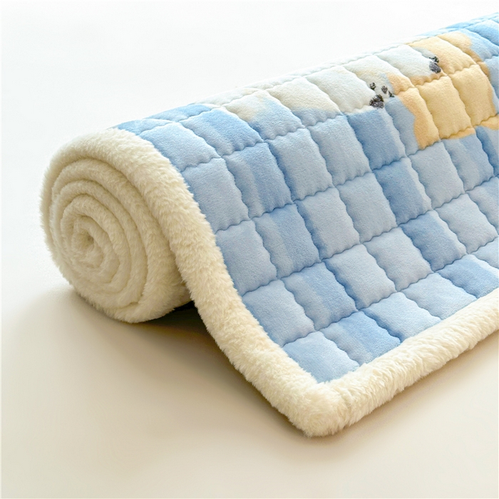 91家纺网 家纺一手货源 找家纺 喜居 2024新款印花牛奶绒床褥垫加厚宝宝绒床褥子床垫薄床垫 欢乐狗