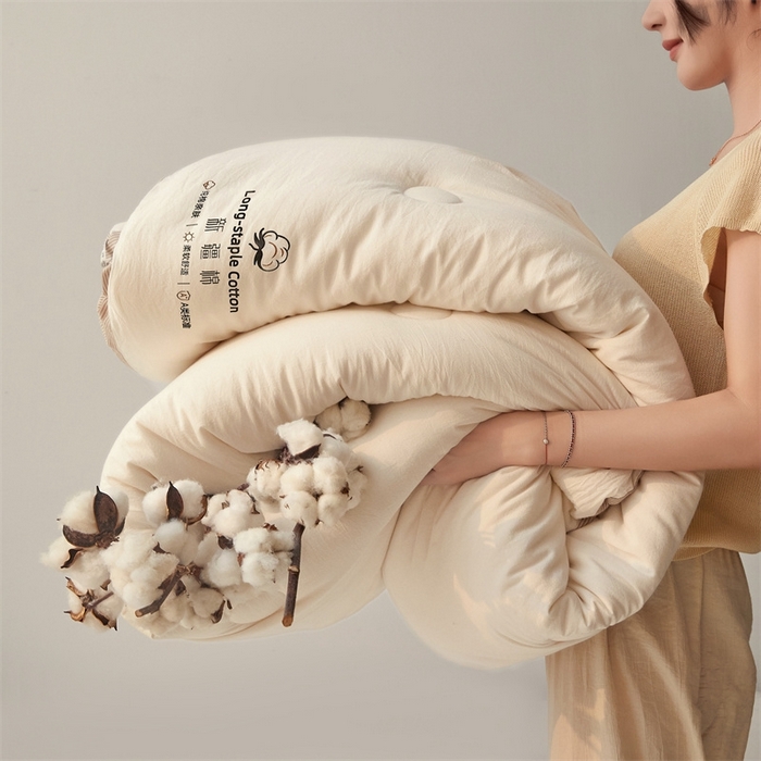 91家纺网 家纺一手货源 找家纺 创优家纺 2025新款无印风立体新疆棉花被被子冬被芯春秋被直播 新疆棉-米白