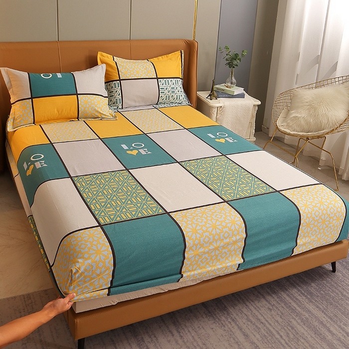 91家纺网 家纺一手货源 找家纺 晶缦家纺 2024新款典雅系-全棉活性磨毛多规格单品床笠 心灵驿站蓝