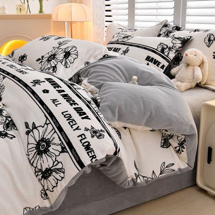 91家纺网 家纺一手货源 找家纺 （总）斯尔顿 2025新款230g小清新高克重牛奶绒四件套