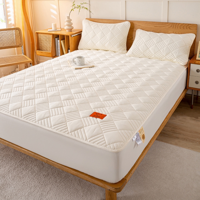 91家纺网 家纺一手货源 找家纺 有品 2024新款A类原棉大豆床笠系列 雅韵-米白