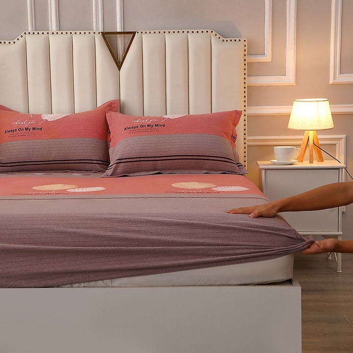 91家纺网 家纺一手货源 找家纺 晶缦家纺 2024新款典雅系-全棉活性磨毛多规格单品床笠 漫步时光豆沙