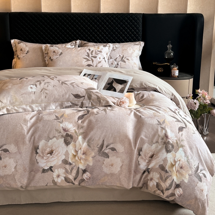 91家纺网 家纺一手货源 找家纺 涵宸家纺 2024新款全棉磨毛数码印花四件套 米莉亚-米