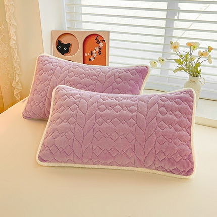 91家纺网 家纺一手货源 找家纺 （总）眠势力 2025新款牛奶绒夹棉枕套麦穗款冬季保暖