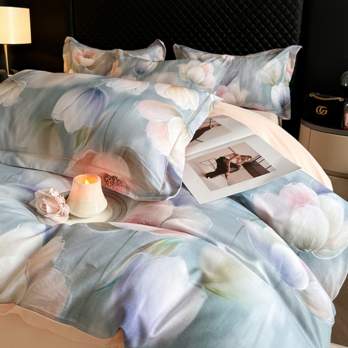 91家纺网 家纺一手货源 找家纺 涵宸家纺 2024新款全棉磨毛数码印花四件套 花海-兰