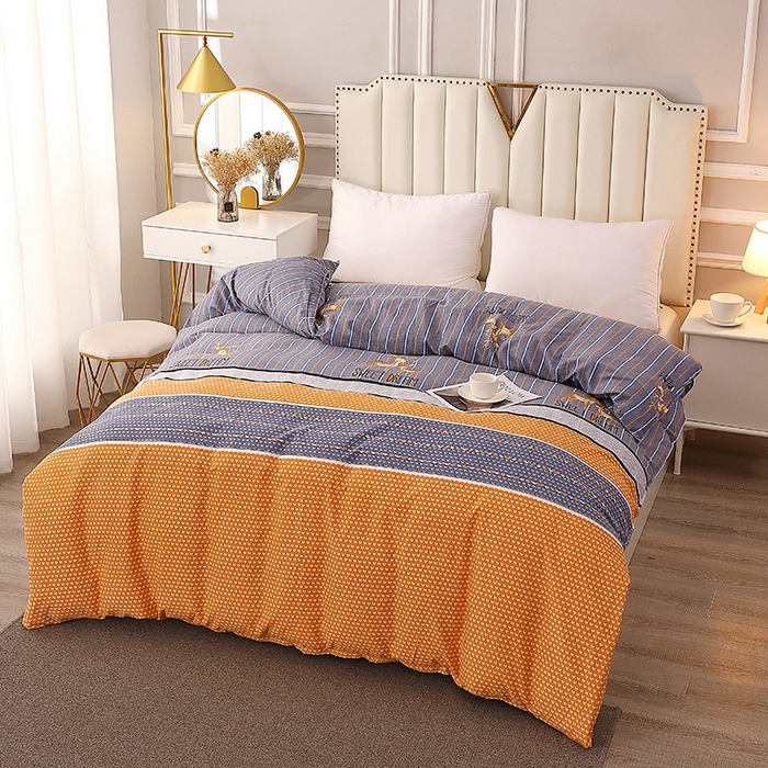 91家纺网 家纺一手货源 找家纺 晶缦家纺 2024新款典雅系-全棉活性磨毛多规格单品被套 一鹿相伴