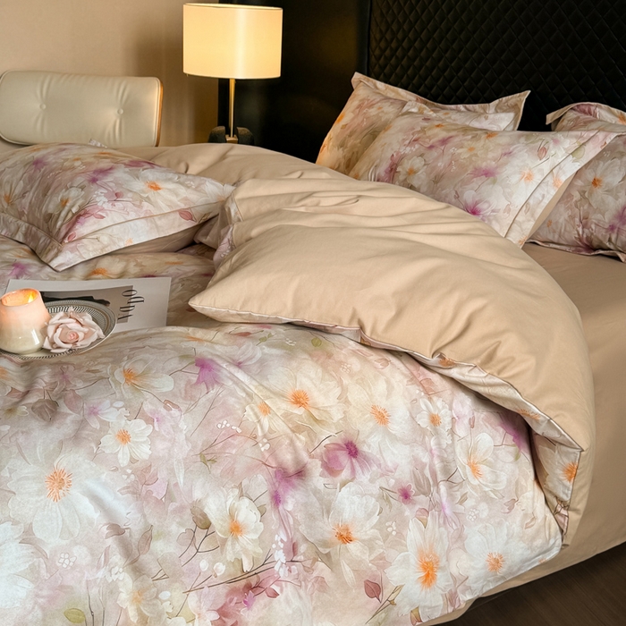 91家纺网 家纺一手货源 找家纺 涵宸家纺 2024新款全棉磨毛数码印花四件套 花季少女