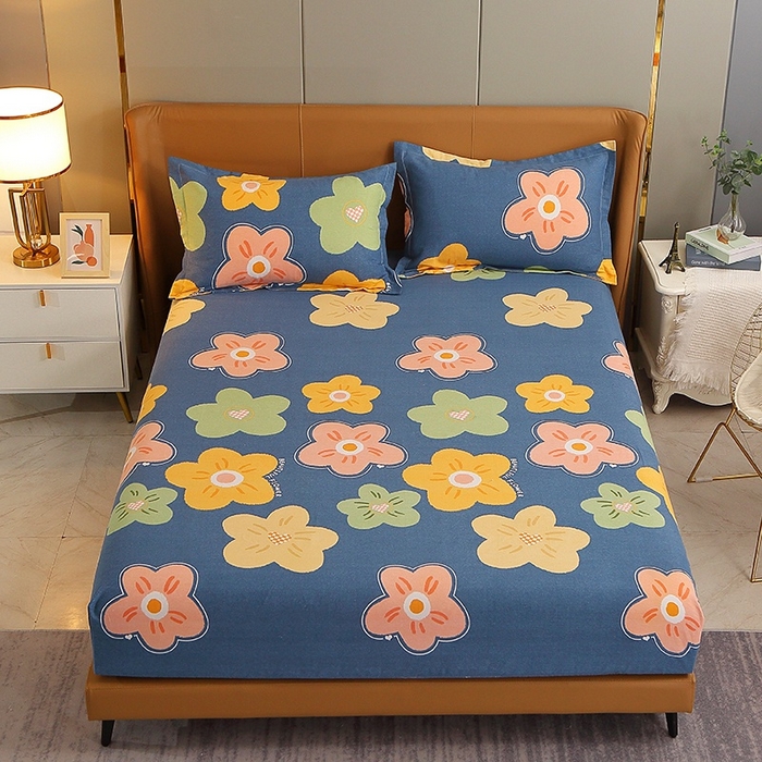 91家纺网 家纺一手货源 找家纺 晶缦家纺 2024新款典雅系-全棉活性磨毛多规格单品床笠 炫彩佳人蓝