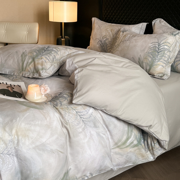 91家纺网 家纺一手货源 找家纺 涵宸家纺 2024新款全棉磨毛数码印花四件套 初语-绿