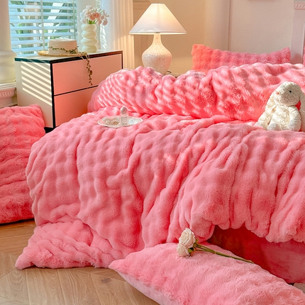 91家纺网 家纺一手货源 找家纺 （汇总）【8斤重】2024九诺新款加厚牛奶绒四件套兔毛绒兔兔绒懒兔绒4件套直播