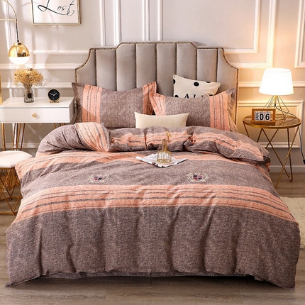 晶缦家纺 2024新款典雅系-全棉活性磨毛多规格四件套 路易时尚-灰