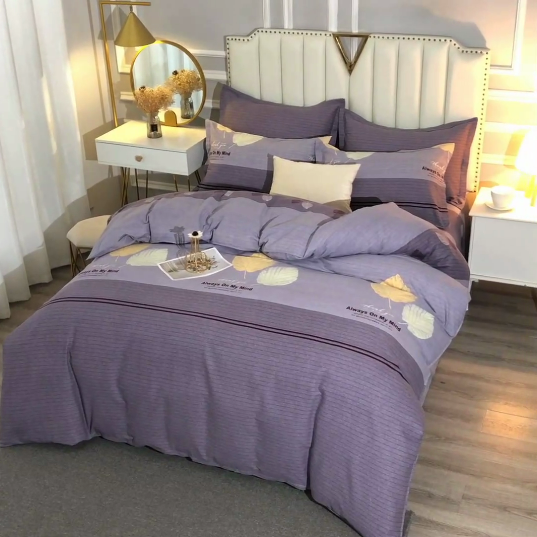 91家纺网 家纺一手货源 找家纺 晶缦家纺 2024新款典雅系-全棉活性磨毛多规格四件套 漫步时光灰