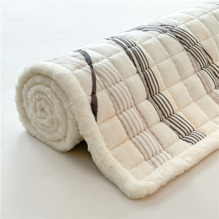 91家纺网 家纺一手货源 找家纺 喜居 2024新款印花牛奶绒床褥垫加厚宝宝绒床褥子床垫薄床垫 简约空间