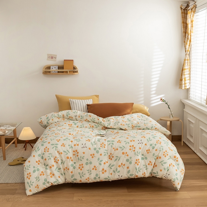 91家纺网 家纺一手货源 找家纺 莱福仕家纺 2024新款全棉13070四季被冬被被子被芯 春华秋实