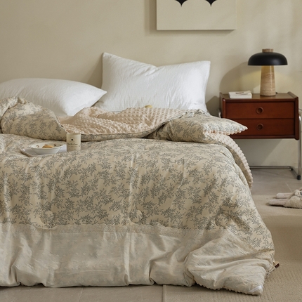 91家纺网 家纺一手货源 找家纺 （总）U被家纺 2025新款法式贴边全棉双层纱豆豆被