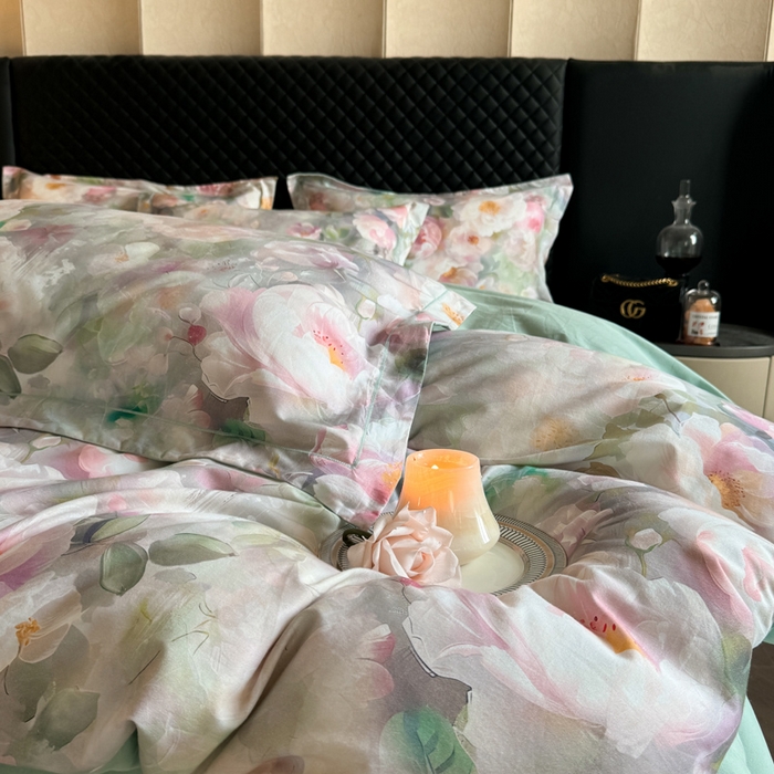 91家纺网 家纺一手货源 找家纺 涵宸家纺 2024新款全棉磨毛数码印花四件套 波漫之约