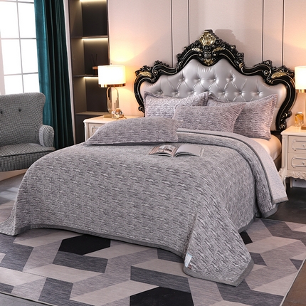 91家纺网 家纺一手货源 找家纺 （总）悦织湾家纺 2025新款梦幻空间色织牛奶绒床盖轻奢纯色床盖三件套