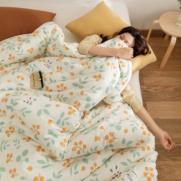 91家纺网 家纺一手货源 找家纺 莱福仕家纺 2024新款全棉13070四季被冬被被子被芯 春华秋实