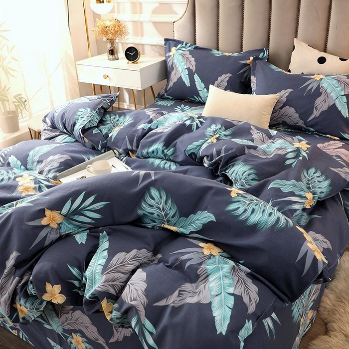 91家纺网 家纺一手货源 找家纺 晶缦家纺 2024新款典雅系-全棉活性磨毛多规格四件套 热带罗林