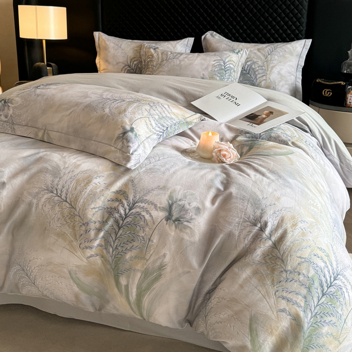 91家纺网 家纺一手货源 找家纺 涵宸家纺 2024新款全棉磨毛数码印花四件套 初语-绿