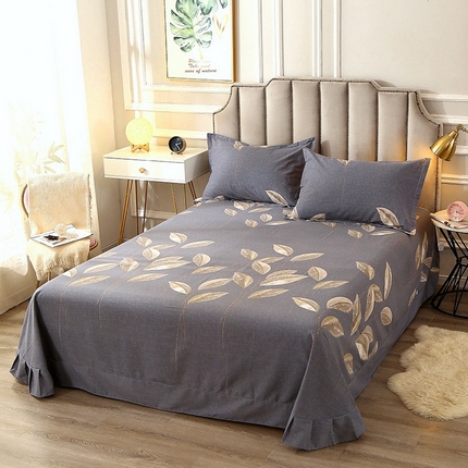 晶缦家纺 2024新款典雅系-全棉活性磨毛多规格单品床单 自由风-灰