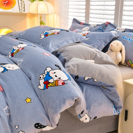 91家纺网 家纺一手货源 找家纺 （总）斯尔顿 2025新款230g小清新高克重牛奶绒四件套