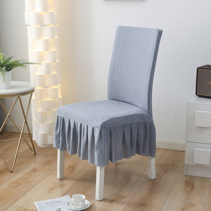 91家纺网 家纺一手货源 找家纺 千彤沙发垫 2024新款拉华绒人字纹系列裙边椅子套 裙边-人字纹-蓝灰