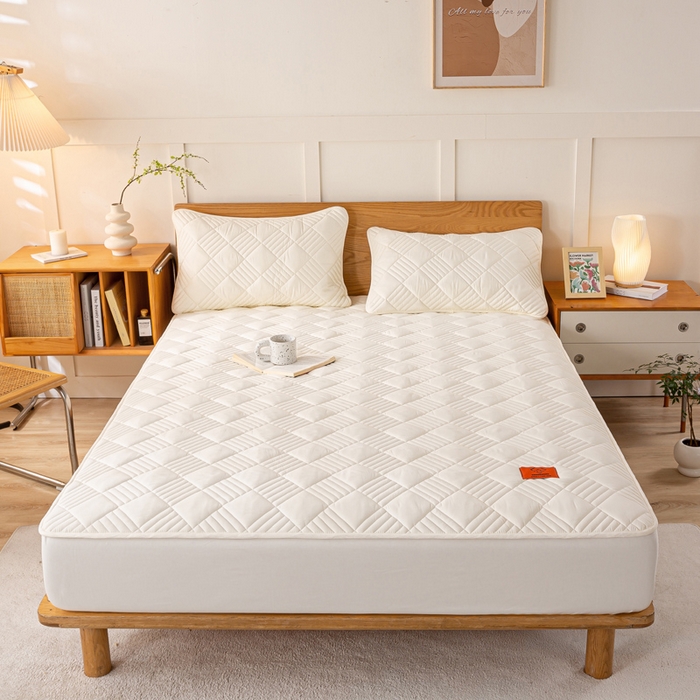 91家纺网 家纺一手货源 找家纺 有品 2024新款A类原棉大豆床笠系列 雅韵-米白