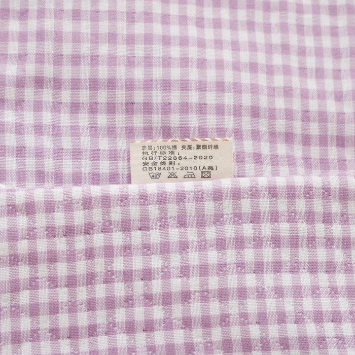 91家纺网 家纺一手货源 找家纺 朴尔家纺-毛巾被 2024新款韩版小碎花边全棉四层纱布枕巾 韩式小格-紫