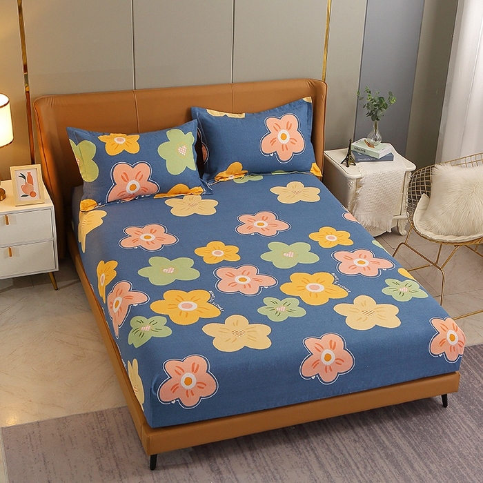 91家纺网 家纺一手货源 找家纺 晶缦家纺 2024新款典雅系-全棉活性磨毛多规格单品床笠 炫彩佳人蓝