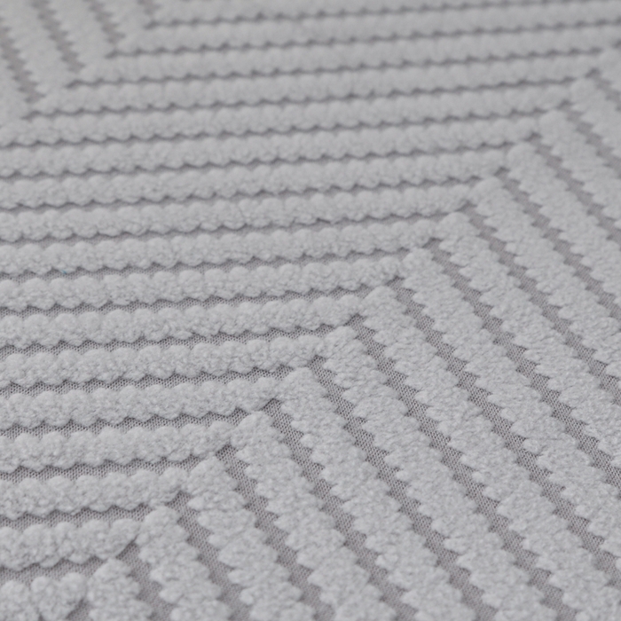 91家纺网 家纺一手货源 找家纺 千彤沙发垫 2024新款拉华绒人字纹系列裙边椅子套 裙边-人字纹-银灰