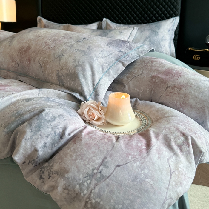 91家纺网 家纺一手货源 找家纺 涵宸家纺 2024新款全棉磨毛数码印花四件套 水墨青花-灰