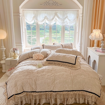 91家纺网 家纺一手货源 找家纺 网红馆（ck家纺） 2025新款牛奶绒床盖四件套-诺蔓 诺蔓-米咖