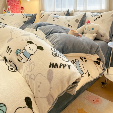 91家纺网 家纺一手货源 找家纺 （总）海岛哥哥 2025新款ins风小清新印花牛奶绒四件套