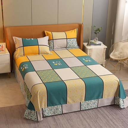 晶缦家纺 2024新款典雅系-全棉活性磨毛多规格单品床单 心灵驿站蓝