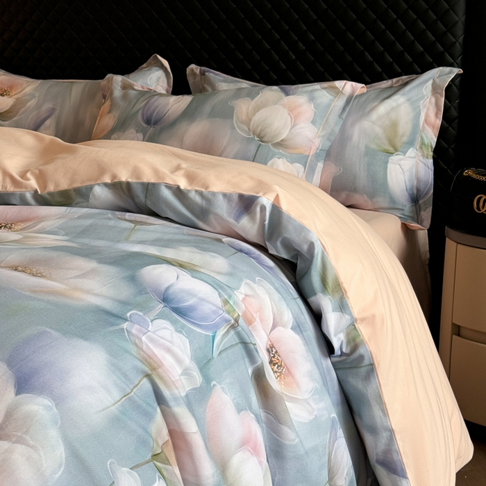 91家纺网 家纺一手货源 找家纺 涵宸家纺 2024新款全棉磨毛数码印花四件套 花海-兰