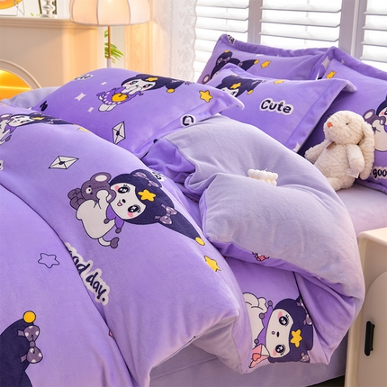 91家纺网 家纺一手货源 找家纺 （总）斯尔顿 2025新款230g小清新高克重牛奶绒四件套