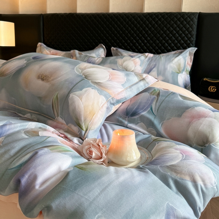 91家纺网 家纺一手货源 找家纺 涵宸家纺 2024新款全棉磨毛数码印花四件套 花海-兰