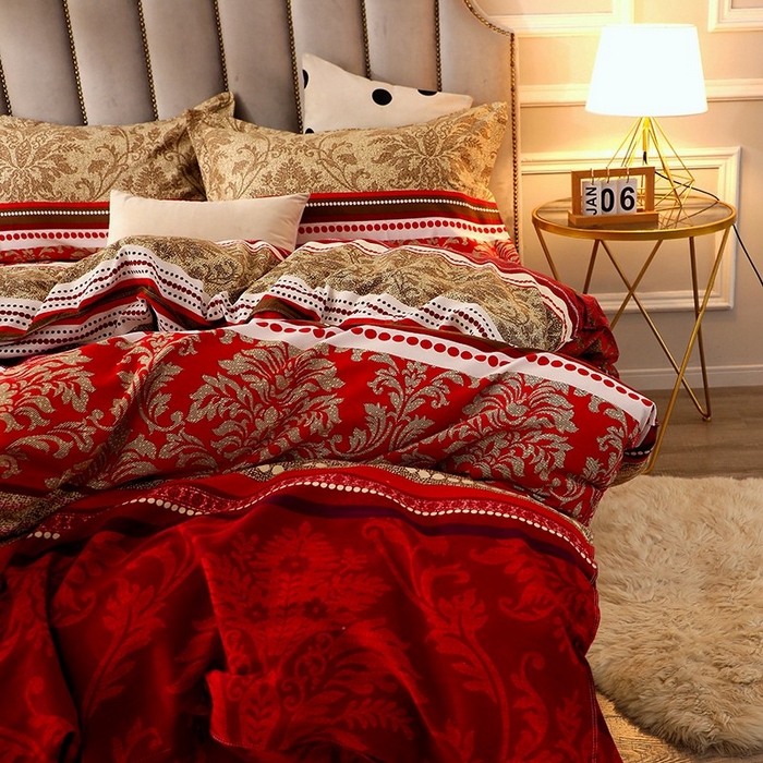 91家纺网 家纺一手货源 找家纺 晶缦家纺 2024新款典雅系-全棉活性磨毛多规格四件套 唐之韵