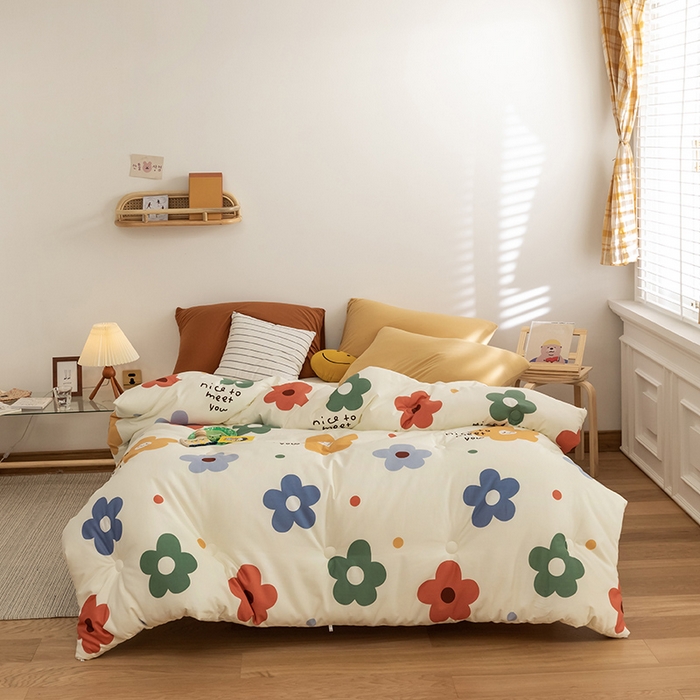 91家纺网 家纺一手货源 找家纺 莱福仕家纺 2024新款全棉13070四季被冬被被子被芯 太阳花