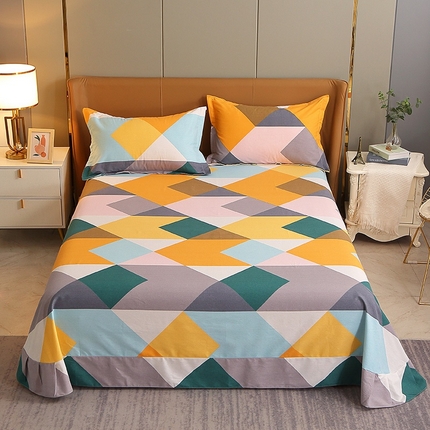 晶缦家纺 2024新款典雅系-全棉活性磨毛多规格单品床单 魔幻彩格