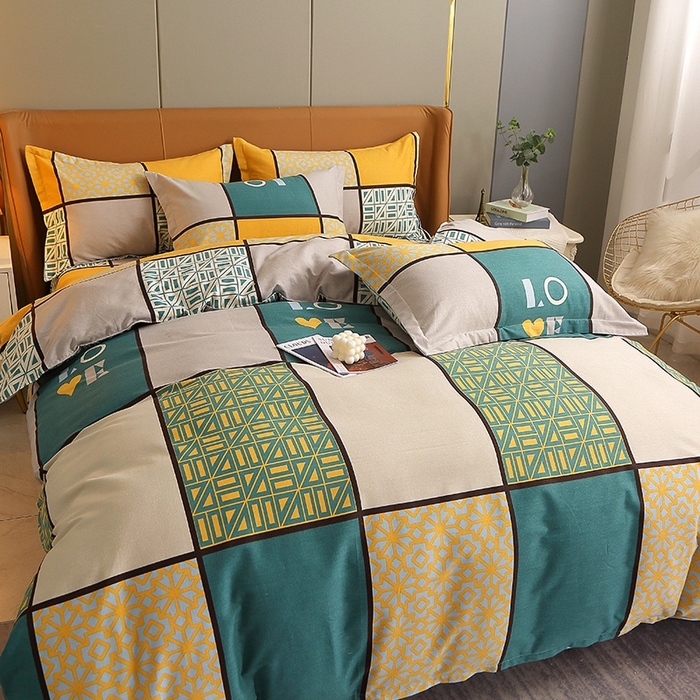 91家纺网 家纺一手货源 找家纺 晶缦家纺 2024新款典雅系-全棉活性磨毛多规格四件套 心灵驿站蓝