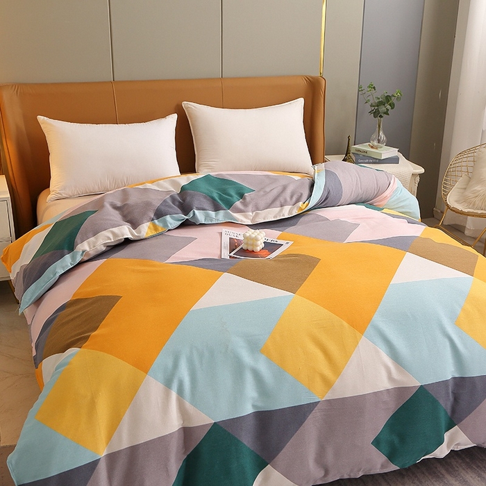 91家纺网 家纺一手货源 找家纺 晶缦家纺 2024新款典雅系-全棉活性磨毛多规格单品被套 魔幻彩格