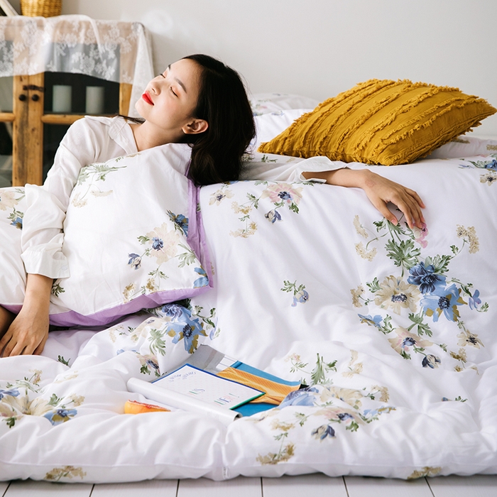 91家纺网 家纺一手货源 找家纺 莱福仕家纺 2024新款全棉13070四季被冬被被子被芯 花开曼舞