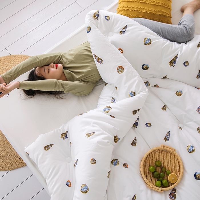 91家纺网 家纺一手货源 找家纺 莱福仕家纺 2024新款全棉13070四季被冬被被子被芯 贝壳情缘