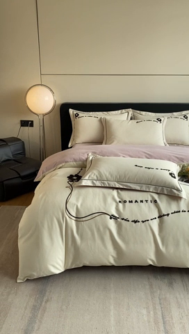 91家纺网 家纺一手货源 找家纺 涵宸家纺 2024新款全棉磨毛毛巾绣四件套--邦尼系列 邦尼-茶色