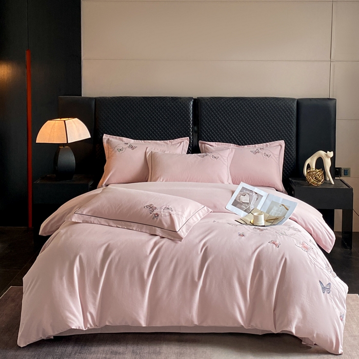 91家纺网 家纺一手货源 找家纺 涵宸家纺 2024新款全棉磨毛刺绣四件套--蝶影系列 蝶影-紫